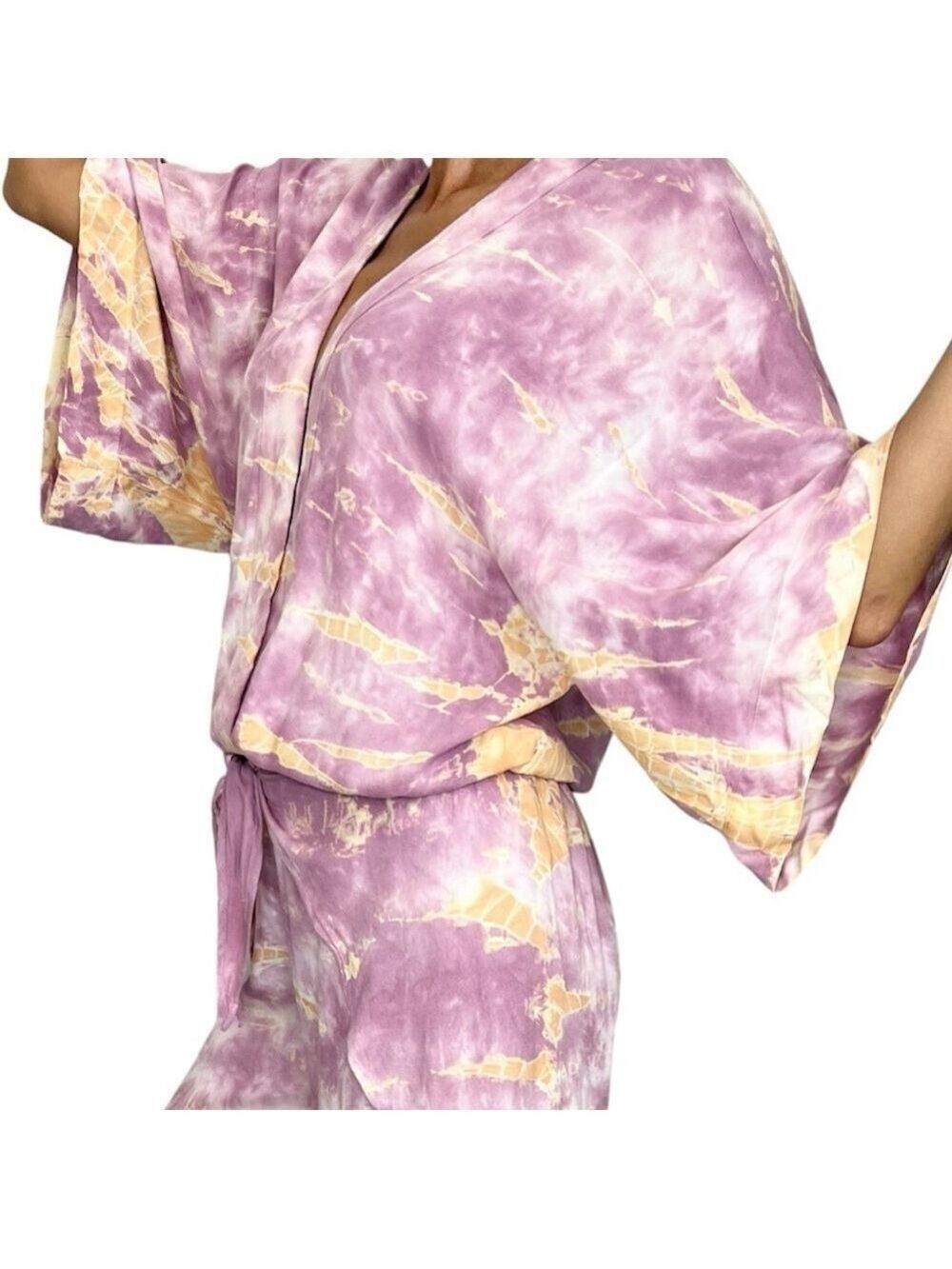 Young Fabulous and Broke TIA purple orange tie dye oversized kimono top M
